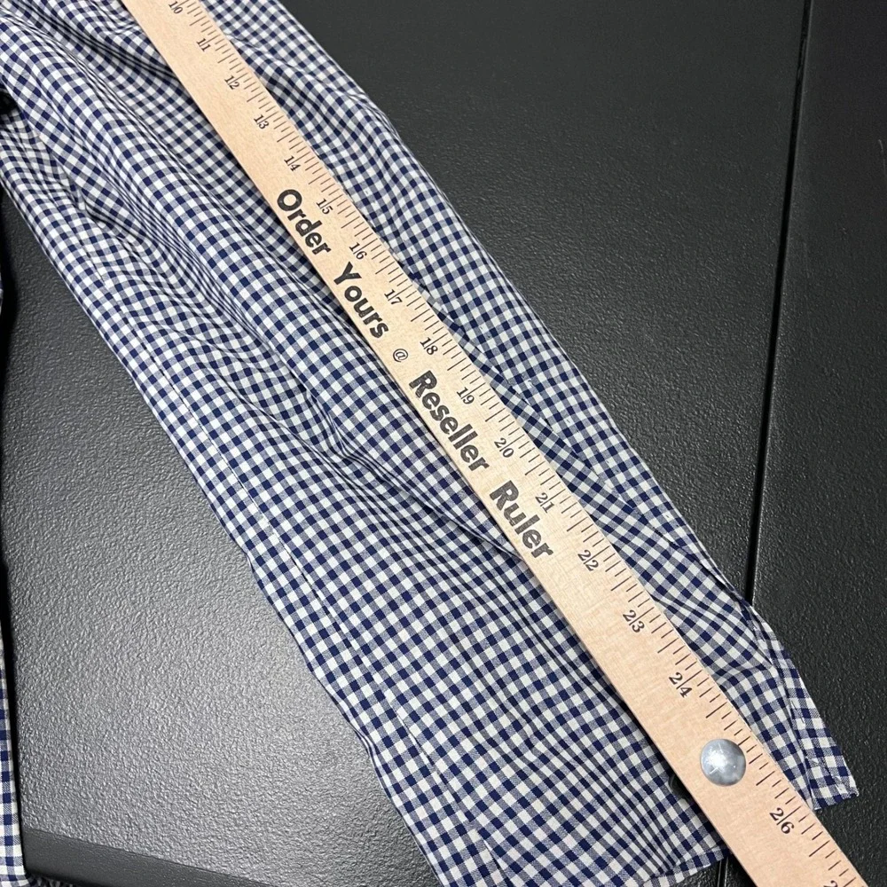Kroon Sport Coat Mens 44R Navy Gingham Check Wool Blend Bono Blazer Stretch